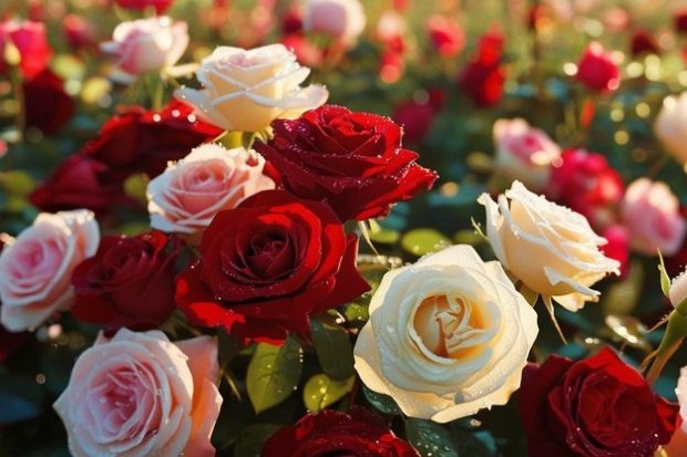 berbagai jenis mawar dengan warna dan bentuk kelopak yang berbeda berbeda