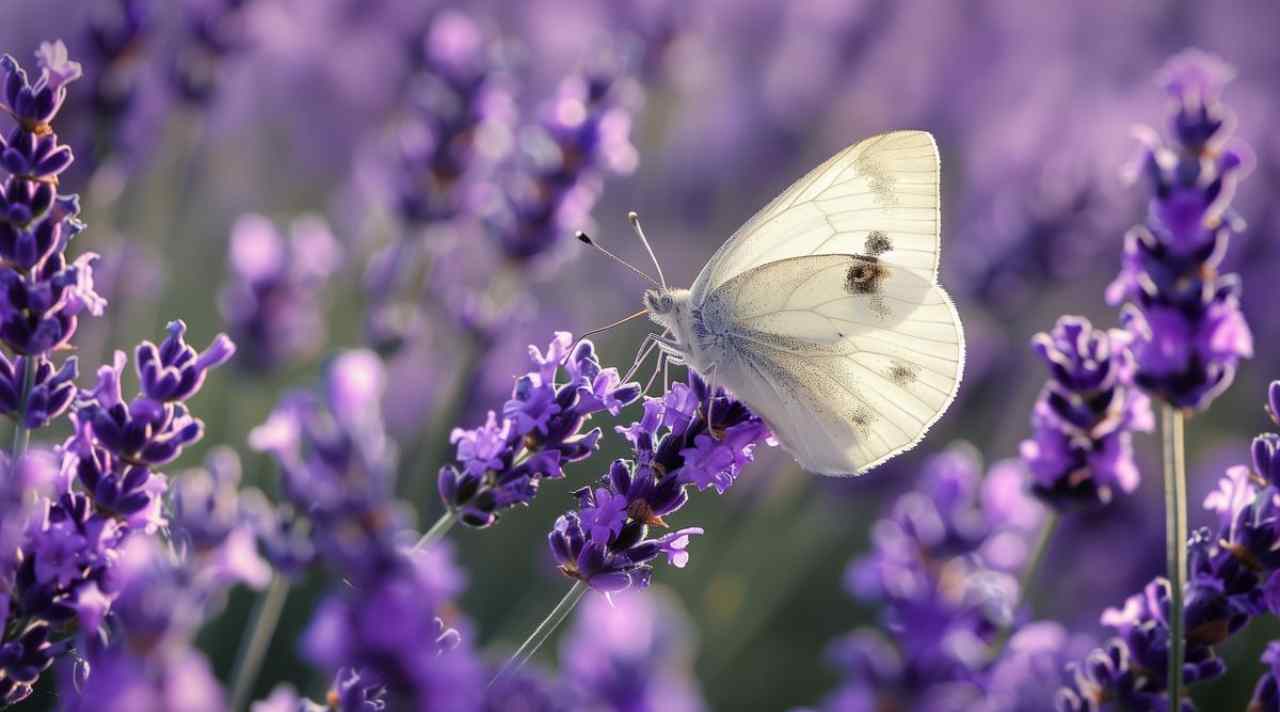 Bunga lavender ungu tumbuh indah di taman